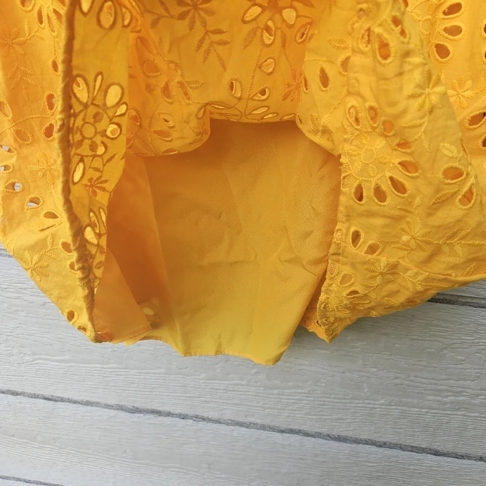 J. Crew puff sleeve popover eyelet top golden yellow XS